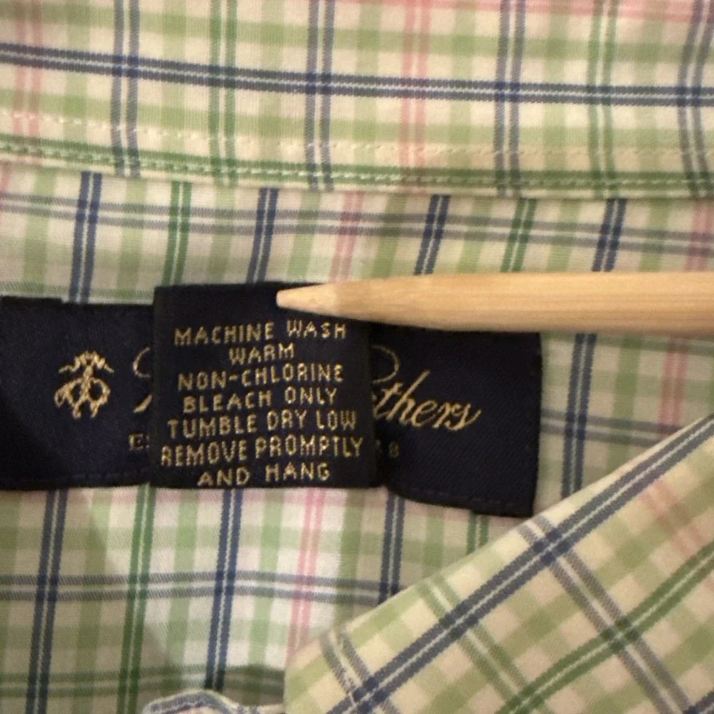 Brooks Brothers Shirt‎ Men's Medium Multicolor Plaid Non-Iron 100% Cotton Preppy